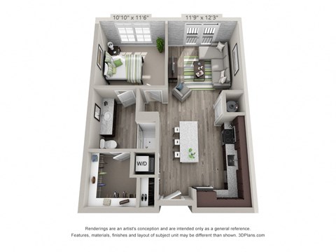 A2 Floor Plan at The Foundry, South Bend, IN